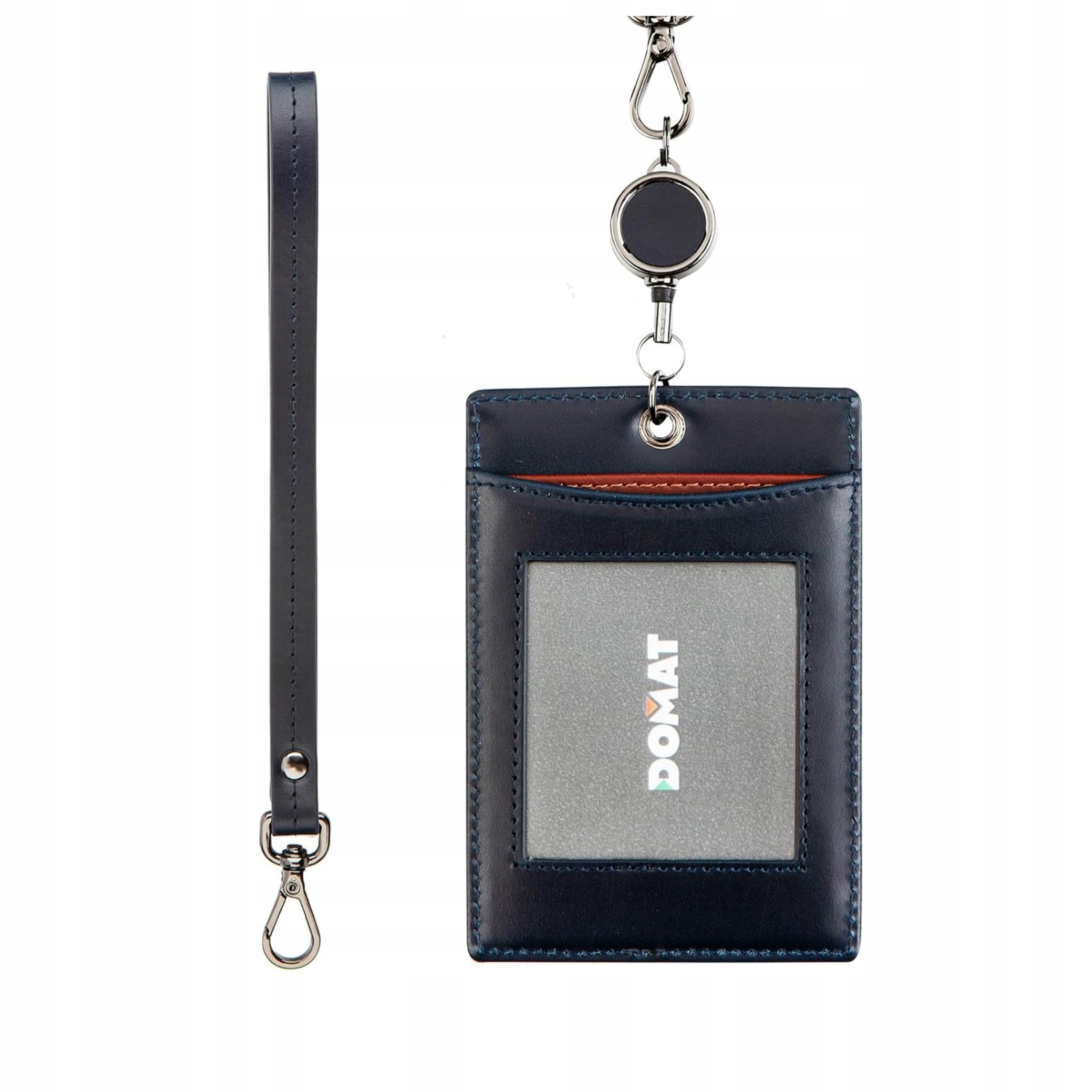 Peněženka z přírodní kůže slim pouzdro na karty okénko kapsa na mince námořnická modrá