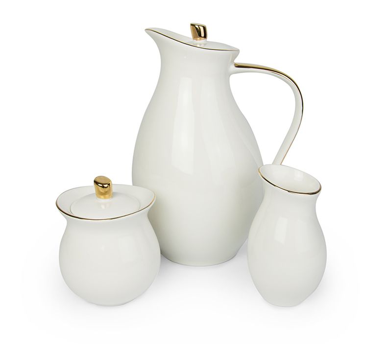 

Zestaw Dzbanek Cukiernica I Mlecznik Porcelana