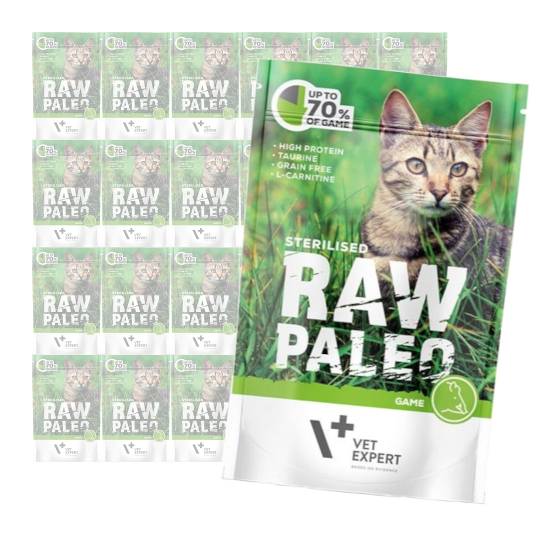Vet Expert Raw Paleo Sterilised 24x100g Karma Mokra z Dziczyzną Dla Kota