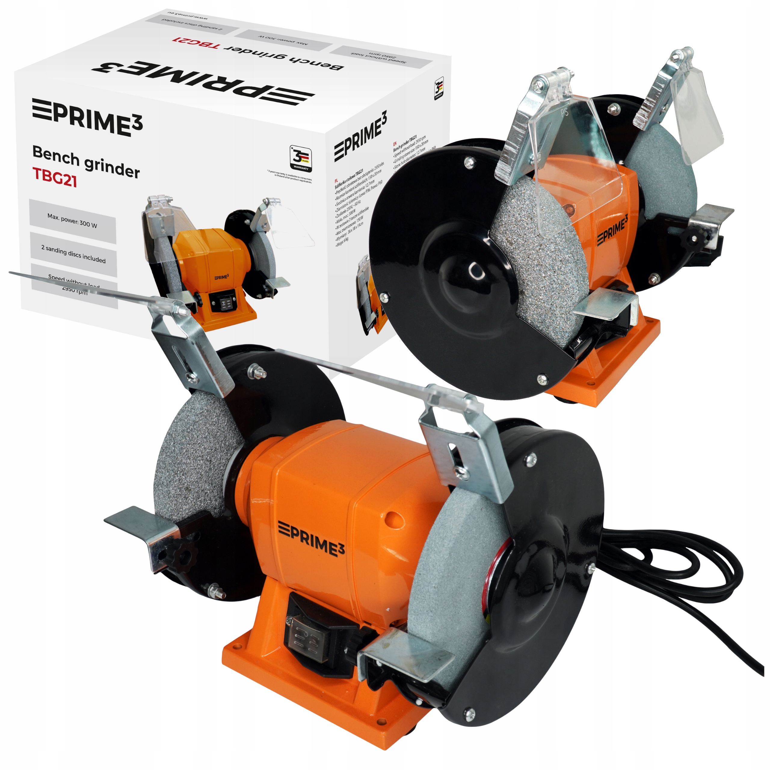 Szlifierka Stołowa Na Dwa Kamienie 150X16mm PRIME3 TBG21 300W Max 2950 obr