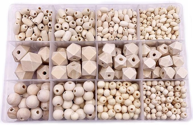 Sada dřevěných korálků pro vlastní výrobu Jicyor 956 Ks