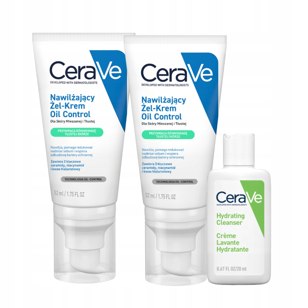 CeraVe Nawilżający Żel-Krem Oil Control Skóra Mieszana Tłusta x2