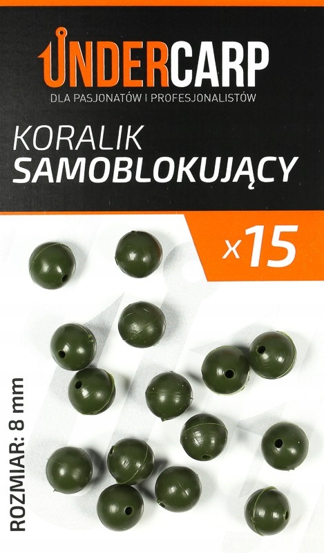 Undercarp Koralik samoblokujący zielony 8mm 15szt.