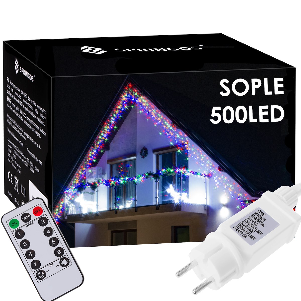 

Lampki Sople 500LED Kurtyna Świetlna Pilot 22m