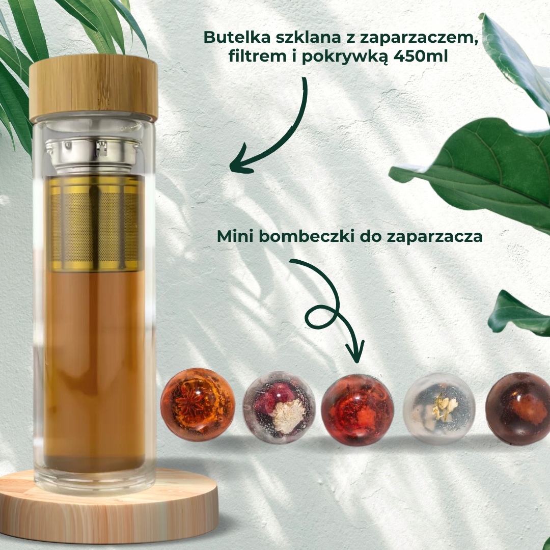 Butelka -zaparzacz 5szt mini bombek herbacianych