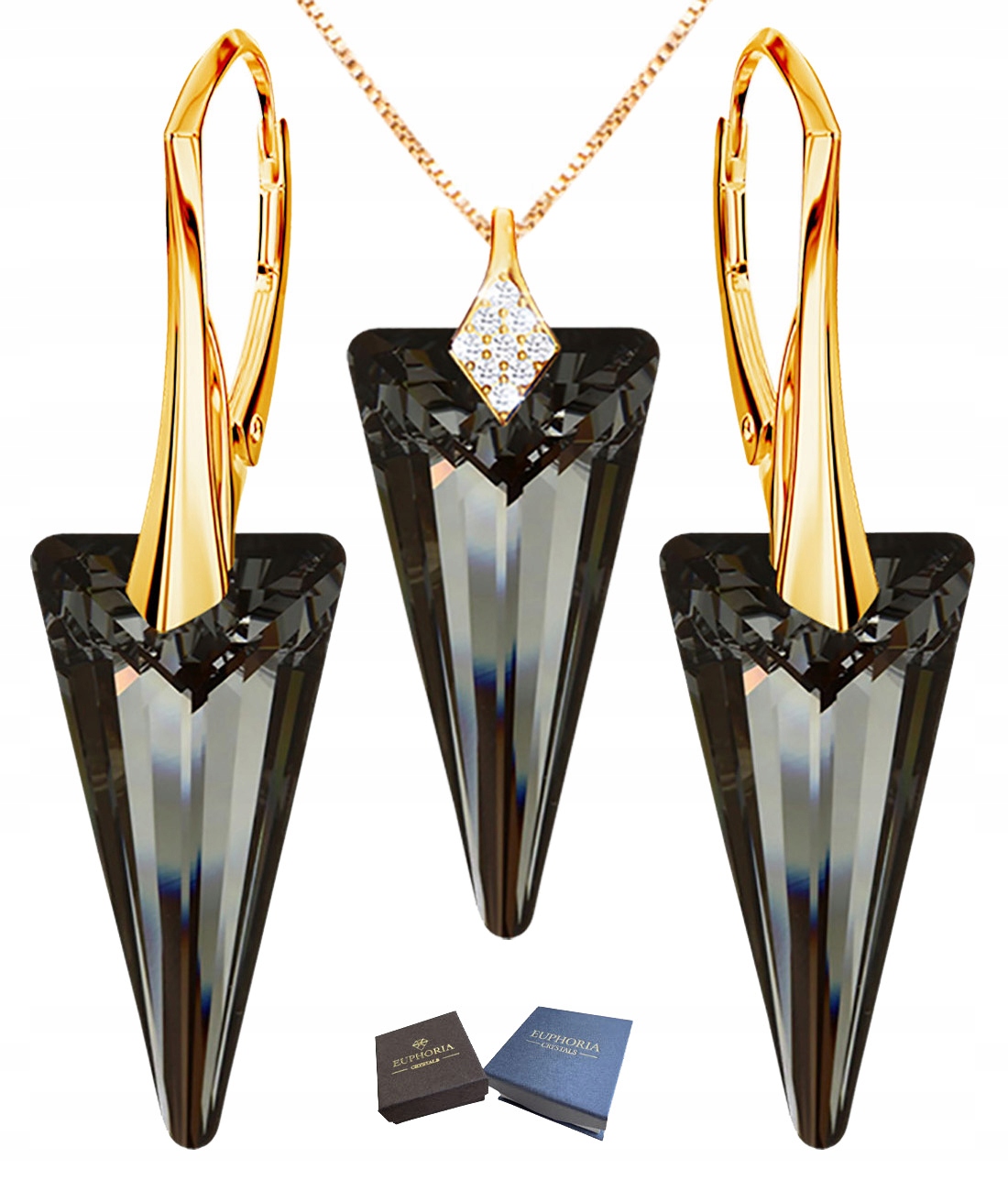 Zlatá sada šperků k zavěšení Křišťál Zirkon Stříbro Dárek pro manželku