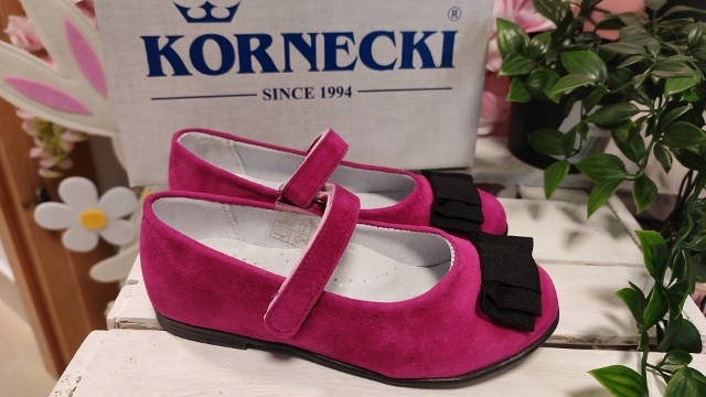BALERINY BALERINKI WKŁ.SKÓRZANA RZEPY KORNECKI 32 Materiał zamsz