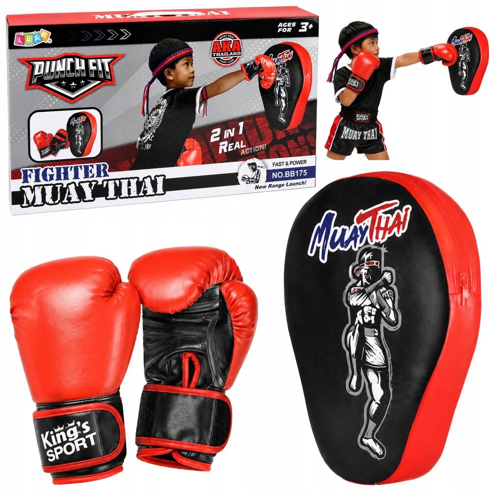 Zestaw Sportowy Bokserski Rękawice Łapa Treningowa 2w1 Muay Thai