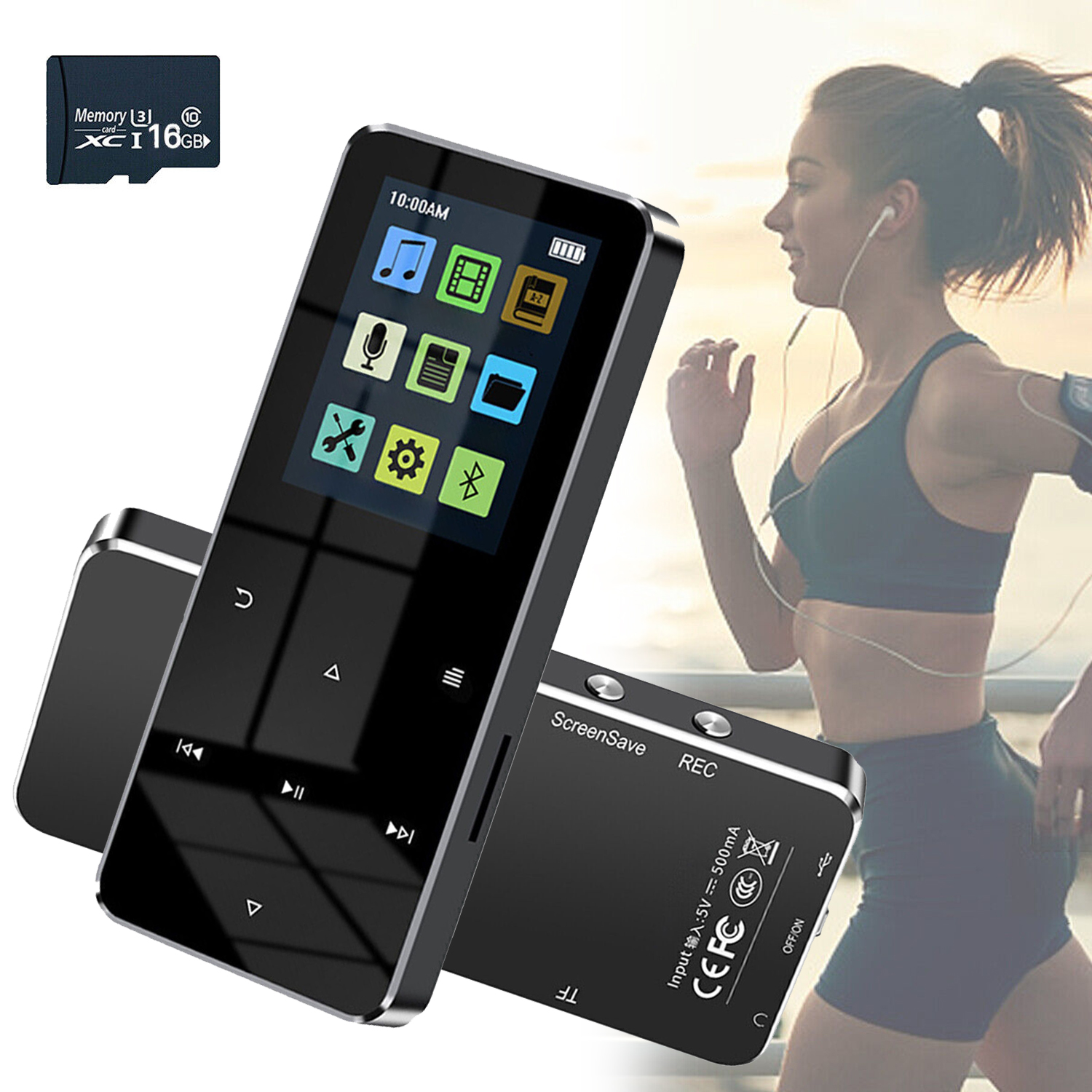 ODTWARZACZ MP3 BLUETOOTH, 16 GB, ODTWARZACZ MUZYCZNY, KOLOROWY EKRAN TFT