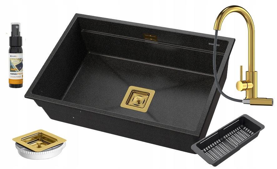 Jednokomorový granitový závesný drez EPIR70 Batéria Loseto Košík Sifón