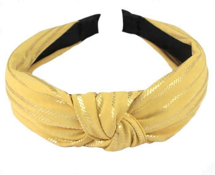 

Opaska Do Włosów Bowknot Supeł Miodowa Złote Pasy