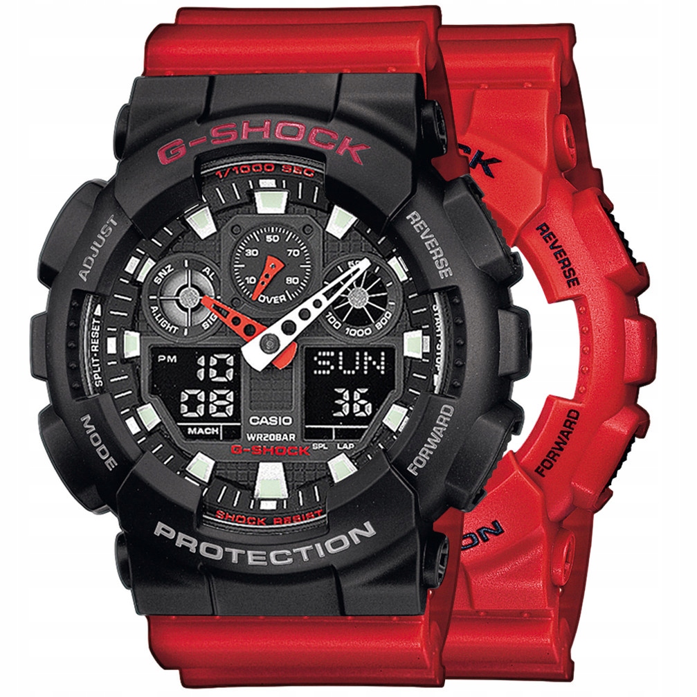 Sada G-shock GA-100B-4AER Černá Červená
