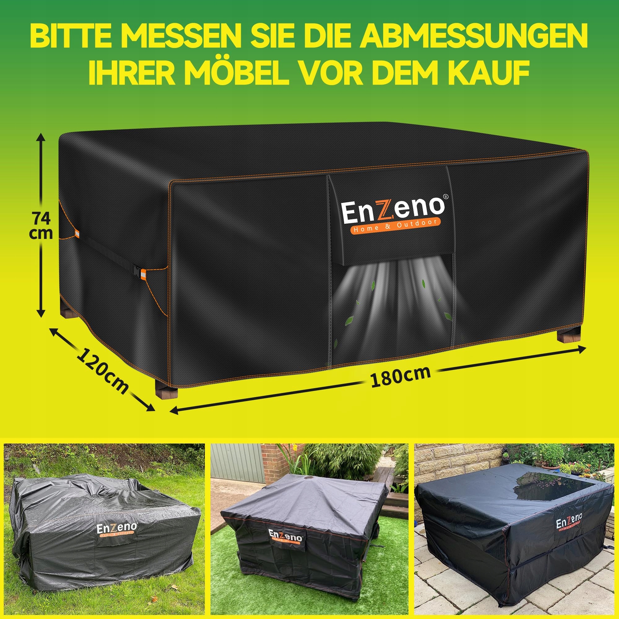 ENZENO Pokrowiec Wodoodporny Na Meble Ogrodowe 180x120x74cm Zimowy 420D — miniatura 7