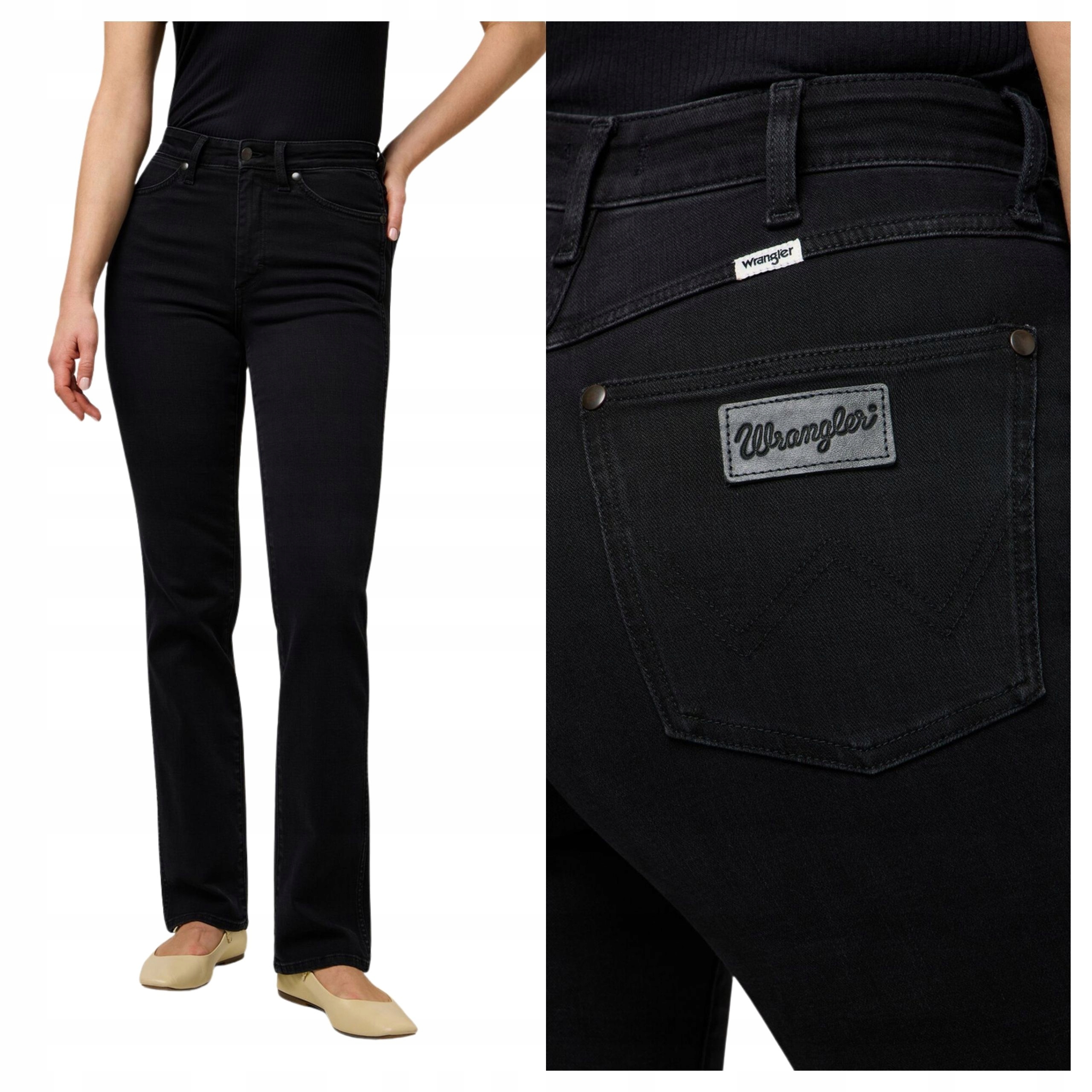 Dámské kalhoty Wrangler Straight Nebula Black Černé Džínové W36 L32