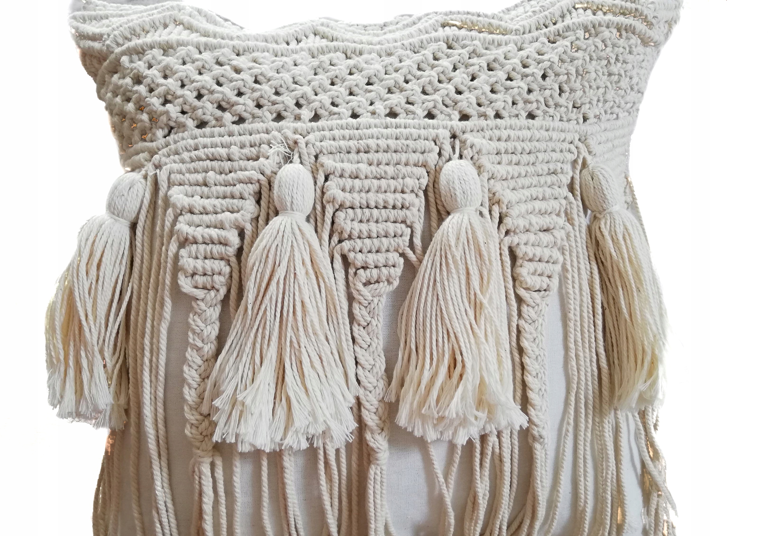 Povlak Na Polštář Třásně Boho Ručně vyrobený na Bali