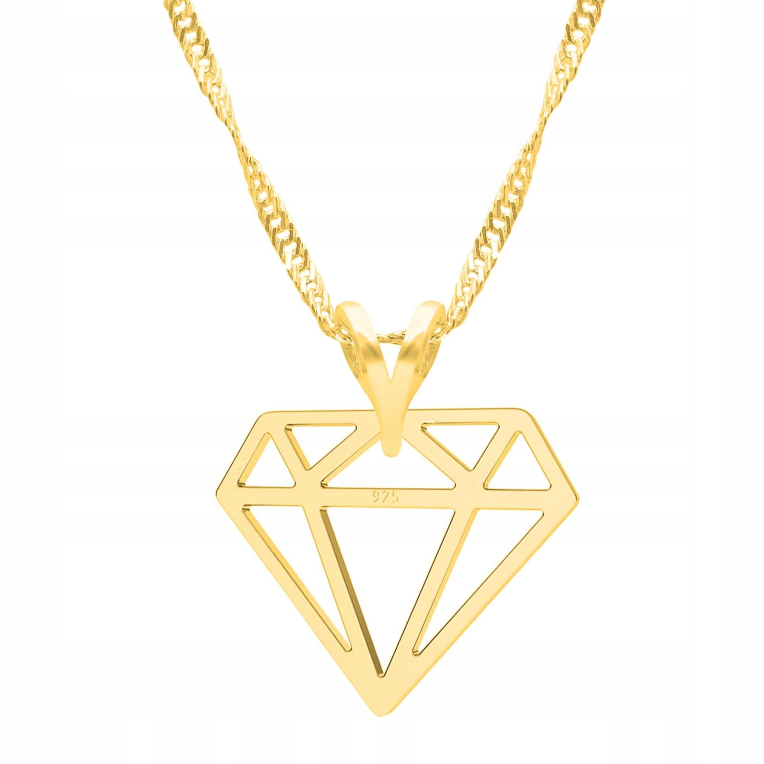 Zlatý náhrdelník s diamantovým diamantem s diamantem Briliant Stříbro 925