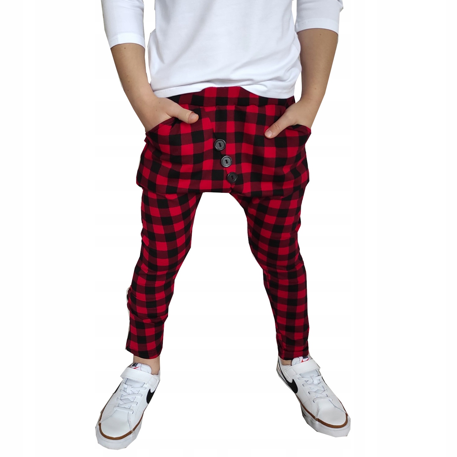 

Spodnie z dresówki krata Style Kids 98