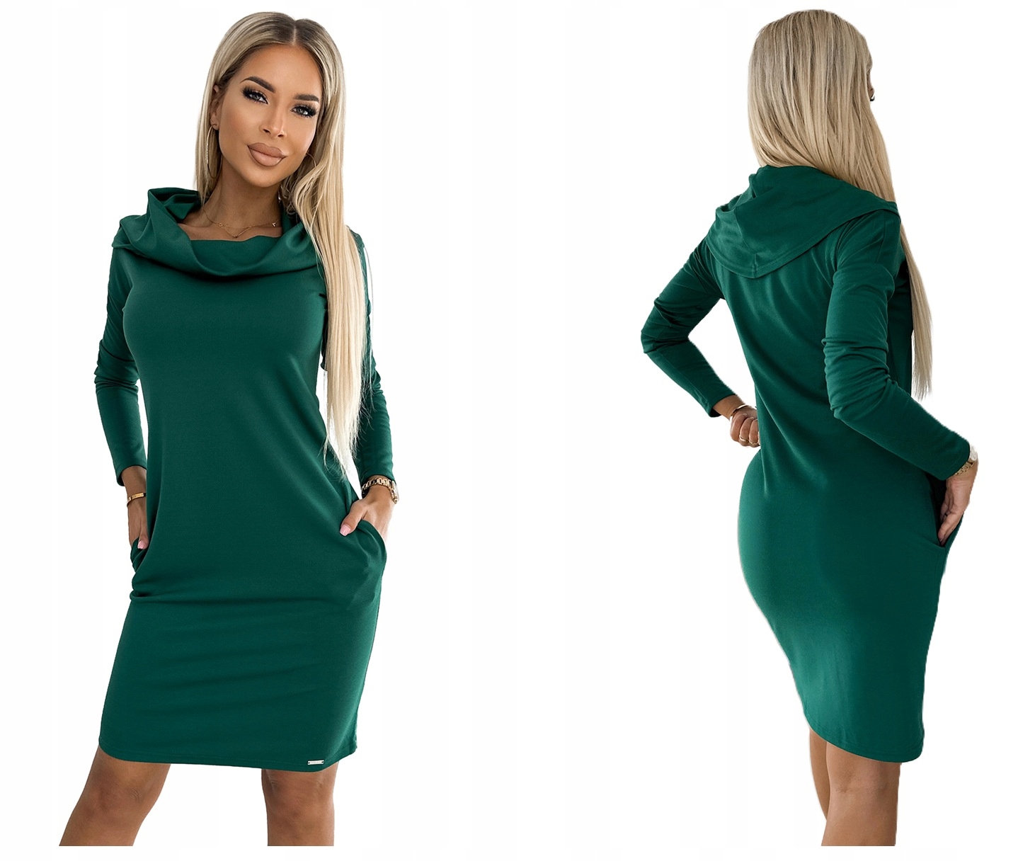 Teplá Podzimní Šaty S Rolákem V Módní Zelené Barvě, Velikost XL