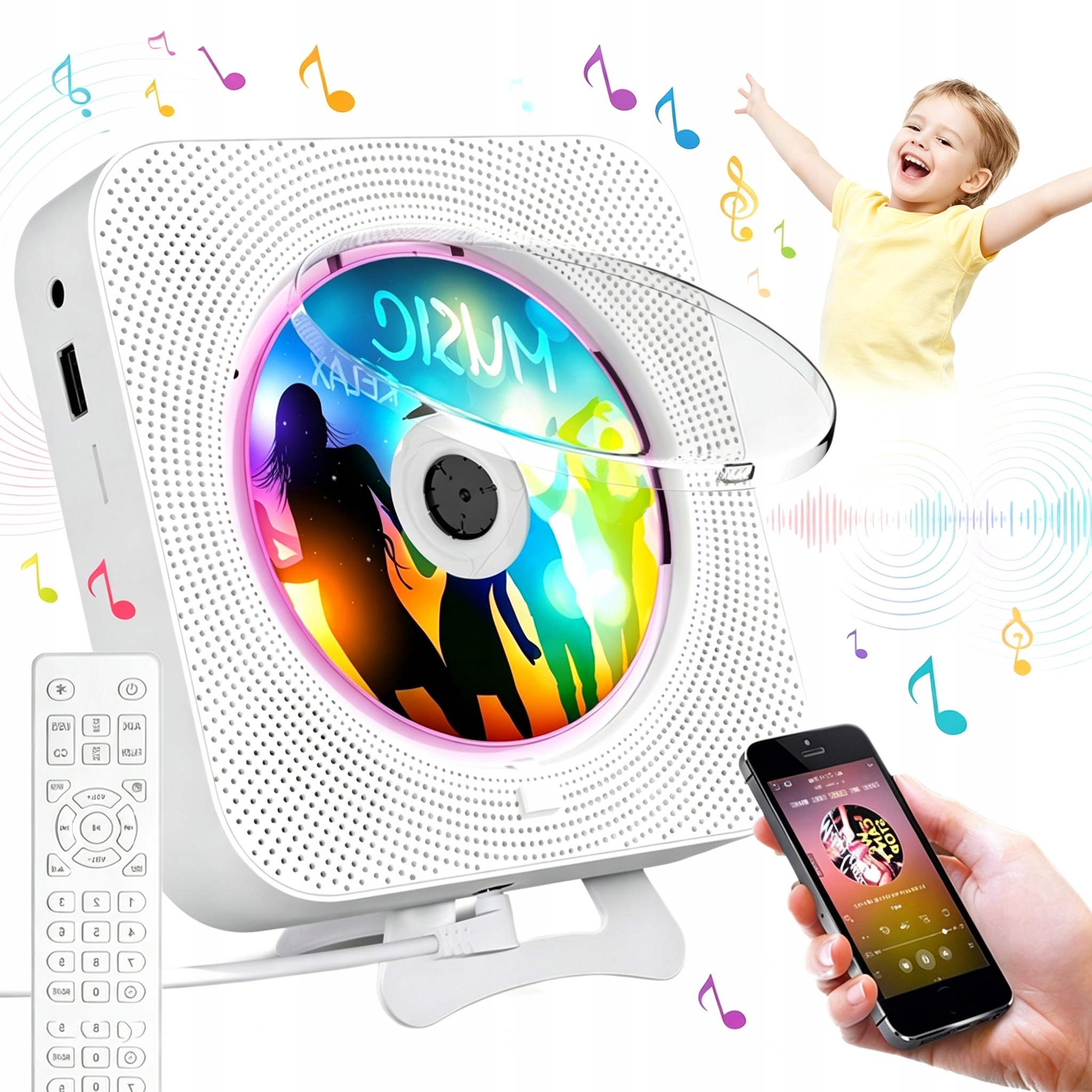 Bluetooth CD Přehrávač S Usb Portem A Reproduktorem S Bluetooth 5.1 165*165*30 MM