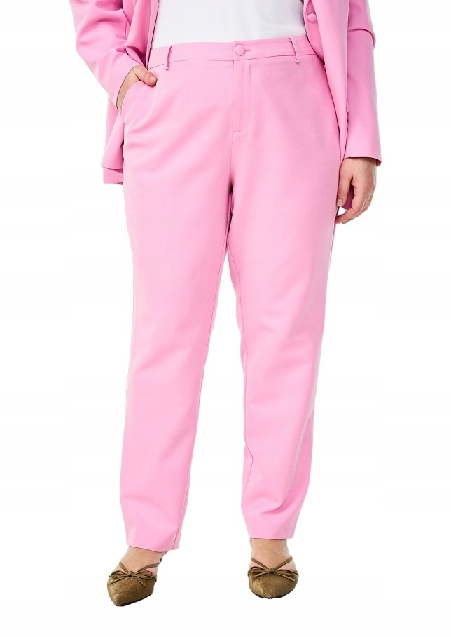 Plus Size Zizzi Elegantní Jednoduché Kalhoty Pudrová Růžová 377C 52