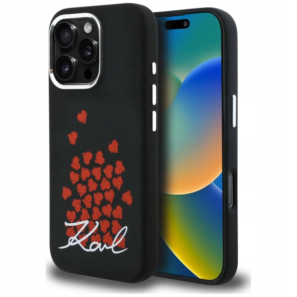 Etui Karl Lagerfeld Silicone Heart Sign Logo MagSafe na iPhone 16 Pro Karl