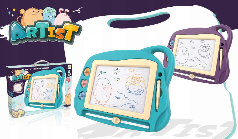 ZNIKOPIS DUŻA TABLICA DO PISANIA MALOWANIA DLA DZIECI + 3 STEMPELKI MATADI Materiał plastik