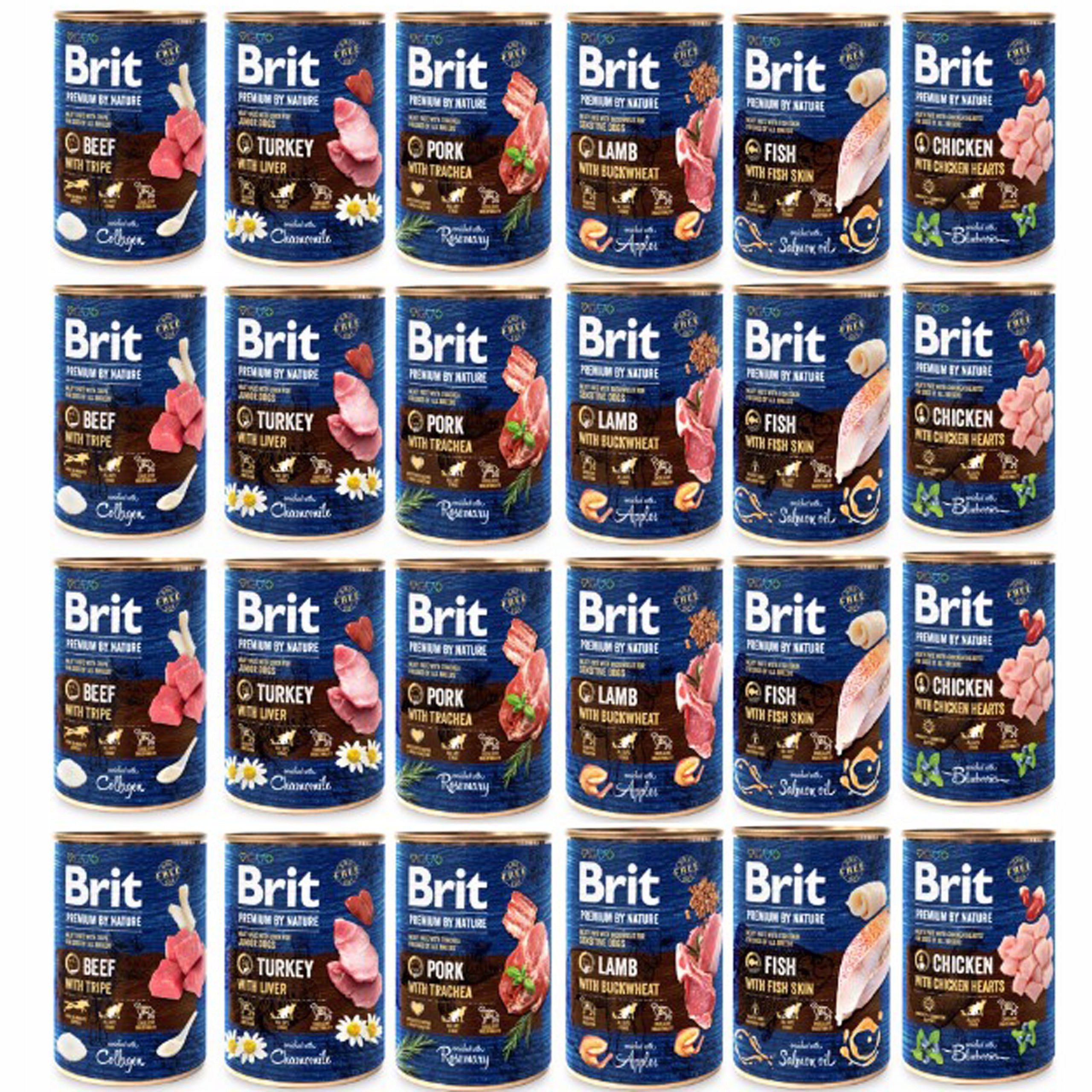 Brit Premium By Nature mokra karma dla psa mix smaków 24x400g bez zbóż