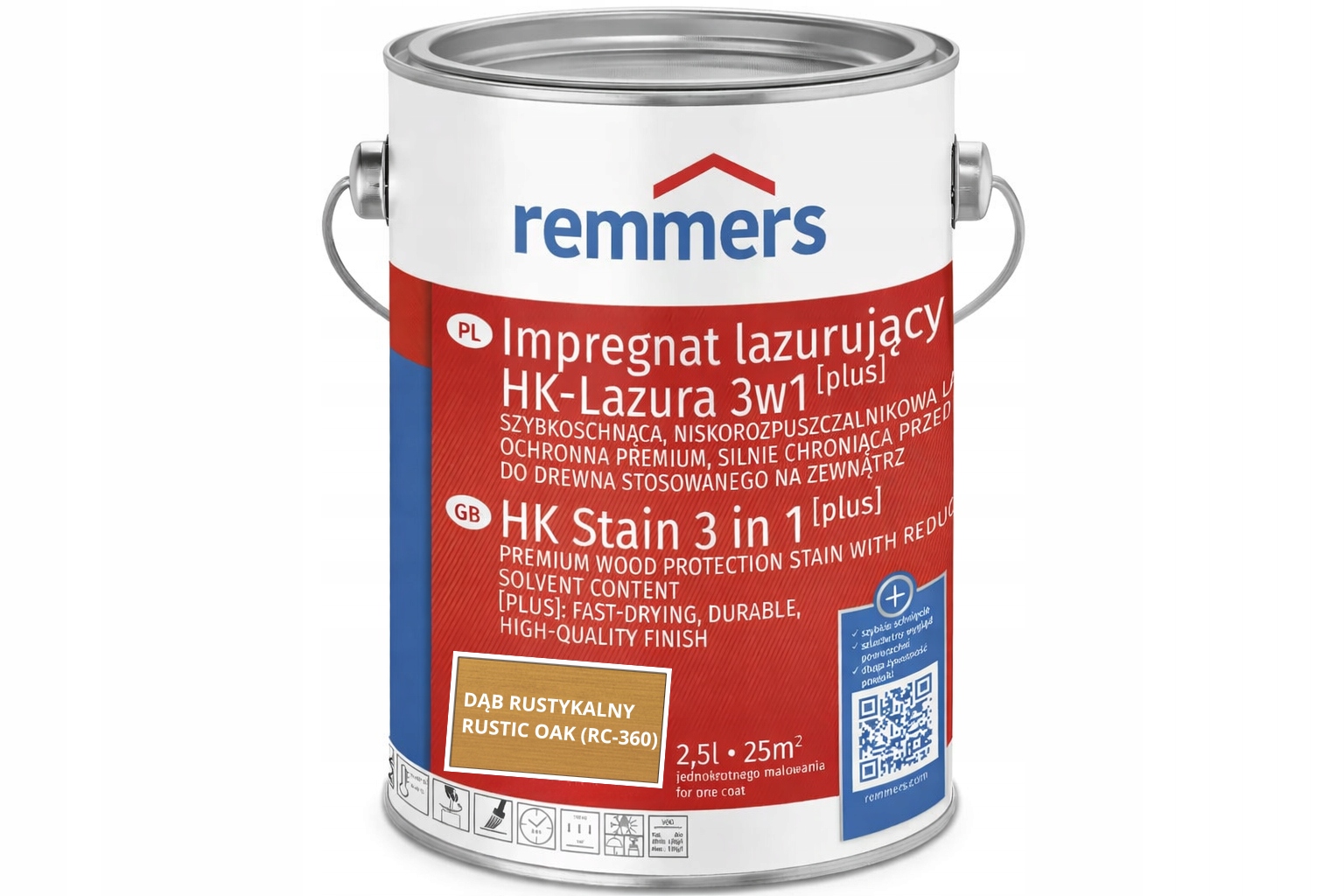Remmers HK-Lazura 3w1 [plus] Impregnat lazurujący Dąb rustykalny 5L