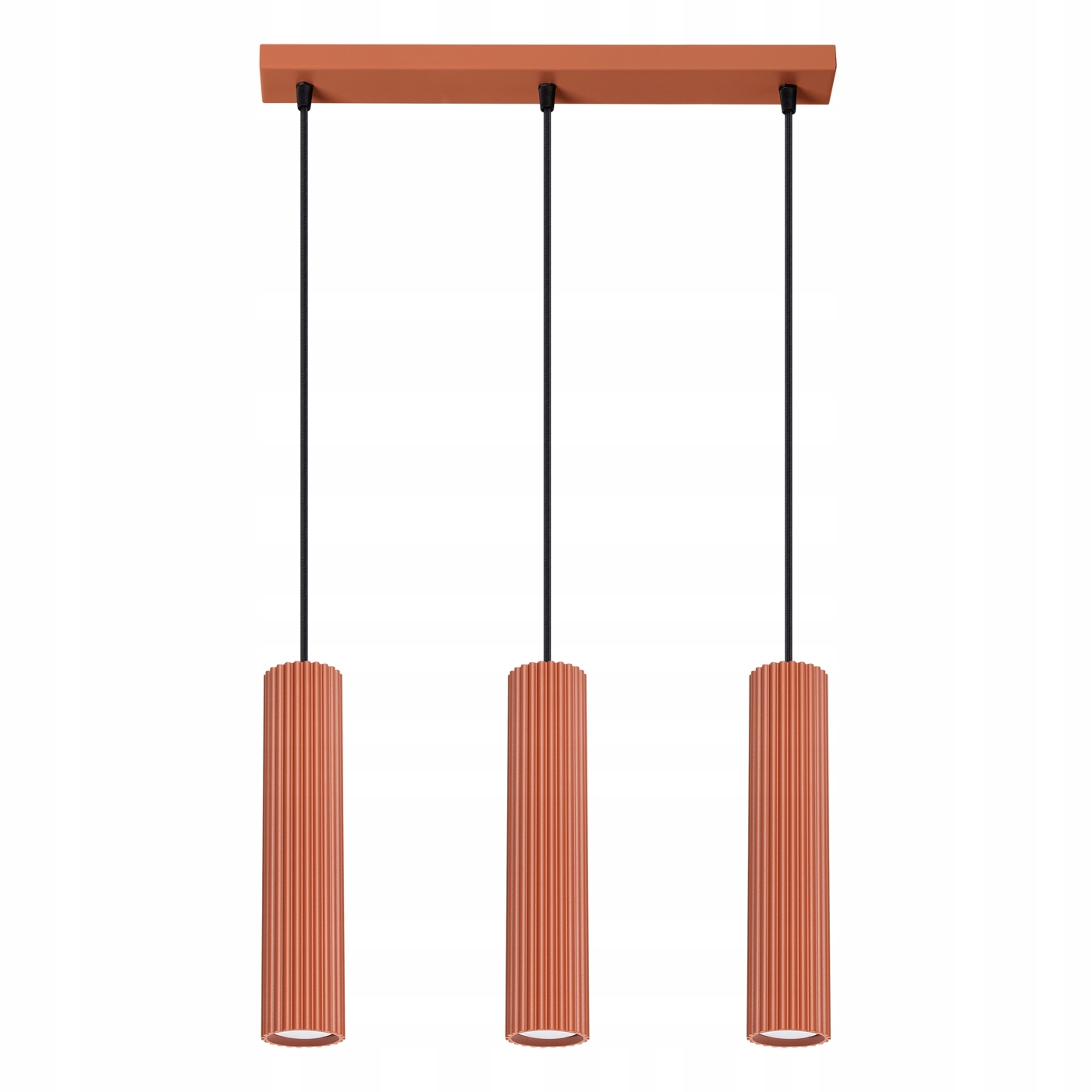 Trojitá závesná lampa s červenými vrúbkovanými tubami 30 cm nad stôl a ostrov Sollux