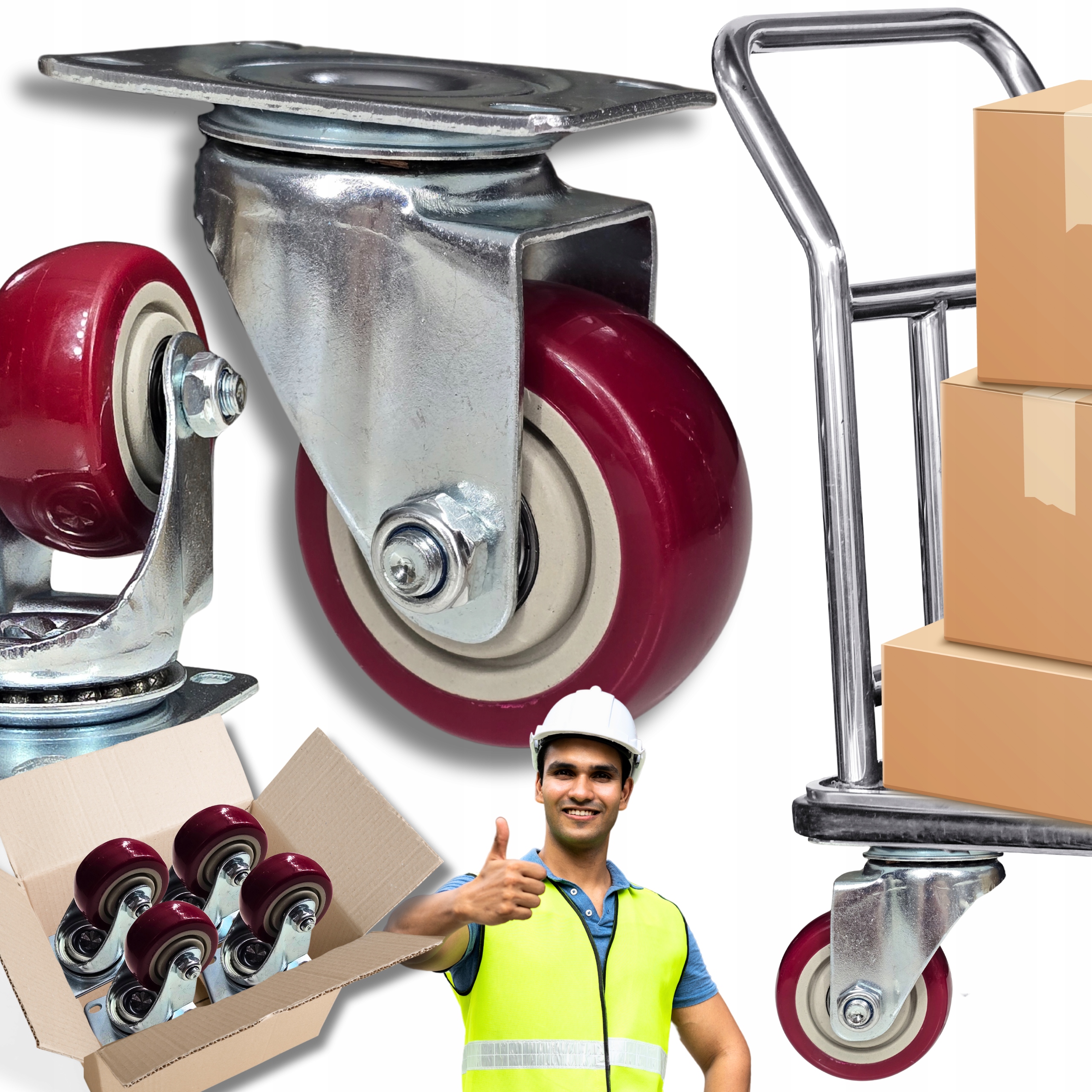 Otočná Kolečka 75mm Průmyslová Sada 4 ks do 460kg Polyuretanová Silná