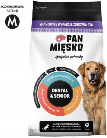Pan Mięsko Dental & Senior Wspiera Higienę Jamy Ustnej System Ruchu 9 kg