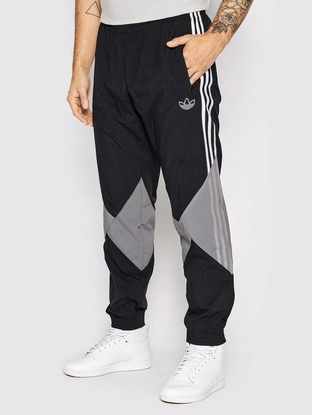 3025 Spodnie Męskie Adidas Kieszenie Na Zamek Czarne Dresowe Sportowe S