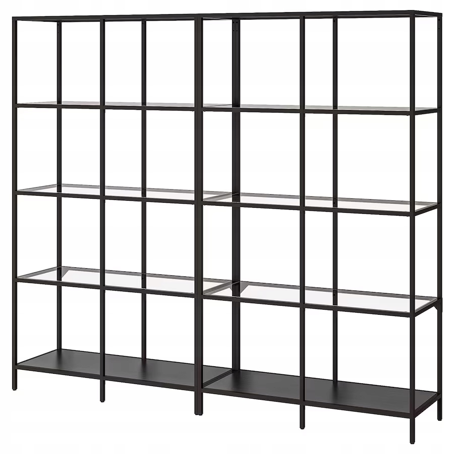 Ikea Vittsjo Regał czarnybrąz/szkło 200x36x175 cm