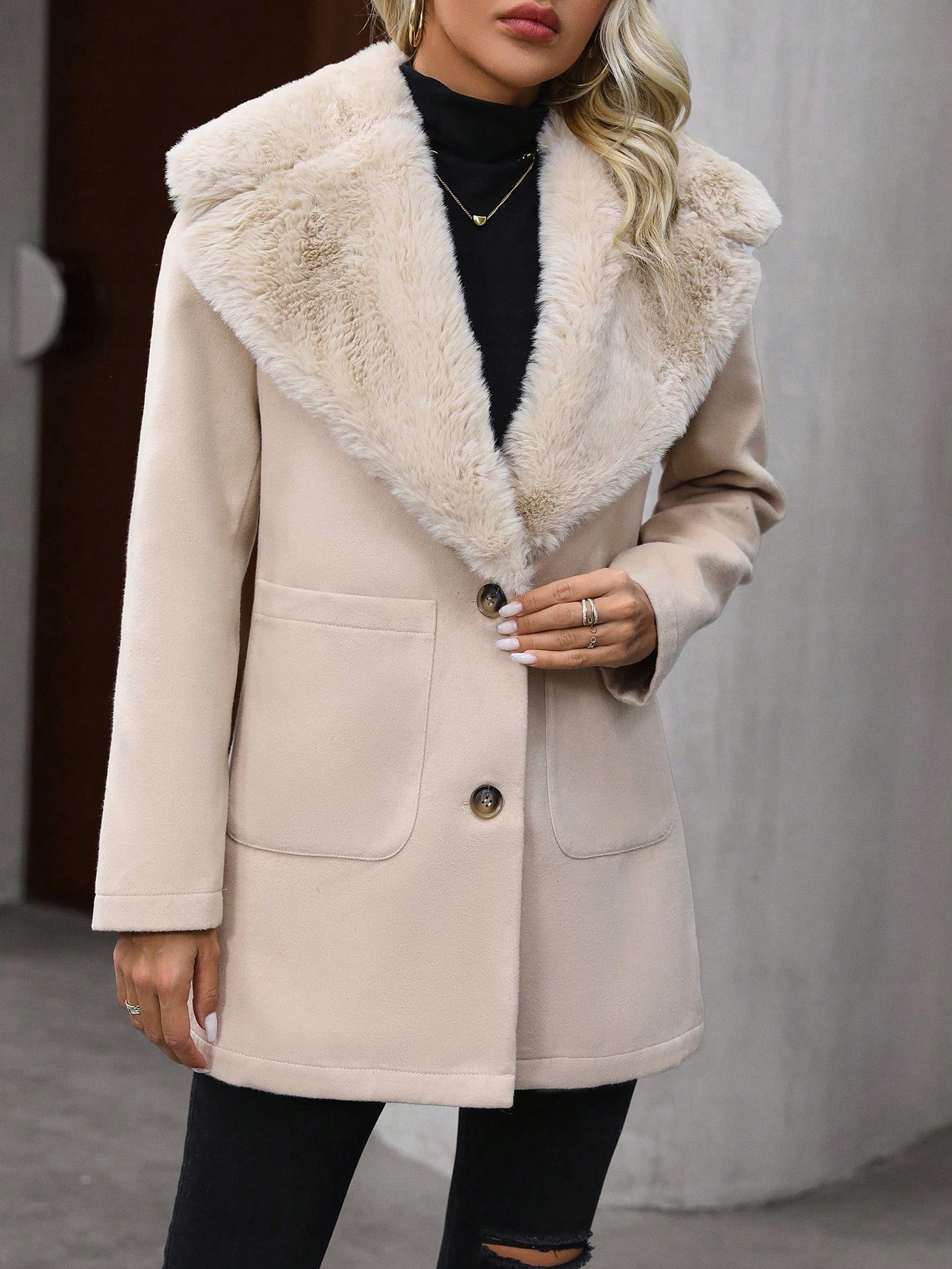 ELEGANCKI PŁASZCZ ZIMOWY DAMSKI JESIENNY OCIEPLANY Z FUTERKIEM CIEPŁY Płeć kobieta