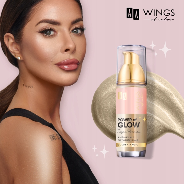 AA WINGS OF COLOR Power of Glow Magda Pieczonka Rozświetlacz Golden Magic Marka AA