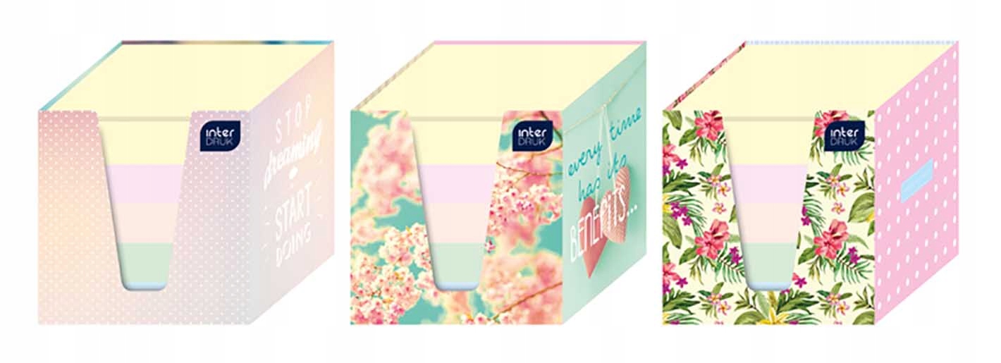 Biurowe KARTECZKI SAMOPRZYLEPNE Kostki Klejone Mini NOTATNIK Pastel 90X90Mm Rodzaj biurowe