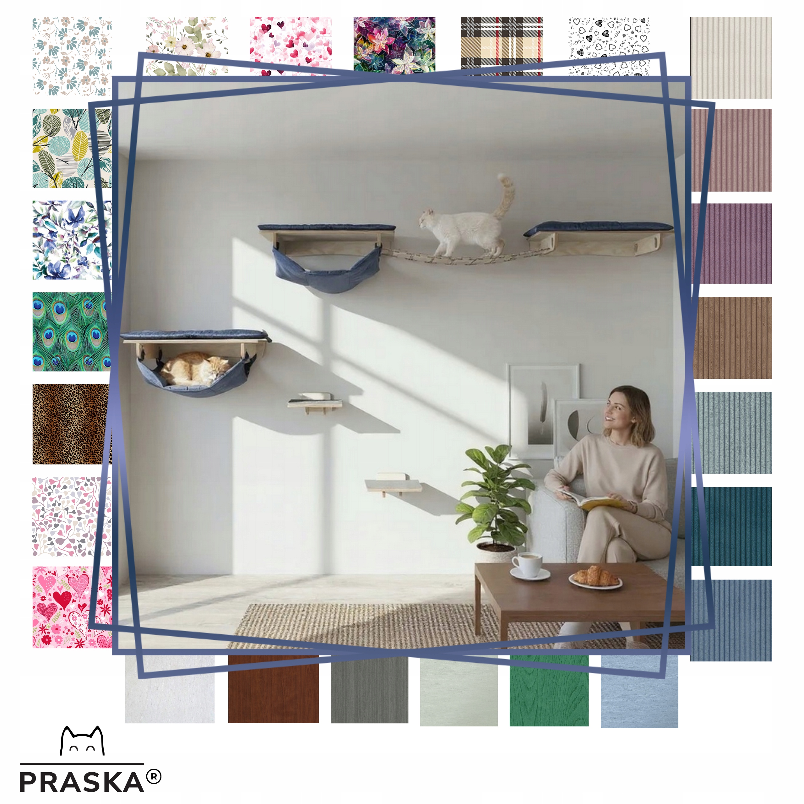 Levně Praska Lanový park pro kočky Set Big kociostrada škrabadlo překližka Barva