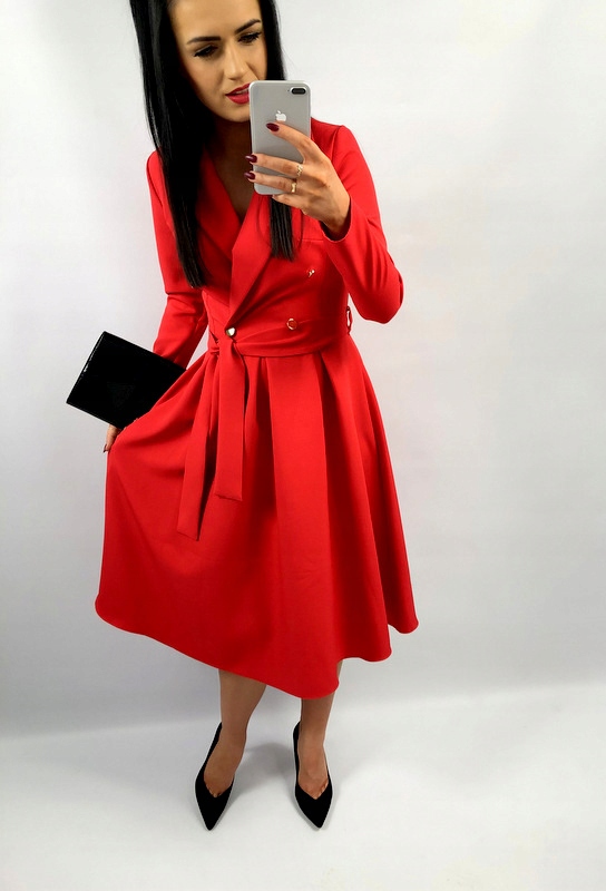 ELEGANCKA SUKIENKA WESELE KOPERTOWY DEKOLT RÓŻ M Zapięcie zamek