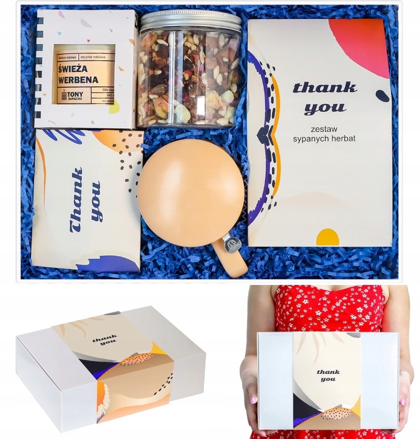 Sada „thank You“ Na Poděkování MIX Káva Čaj Svíčka Hrnek Spařovač