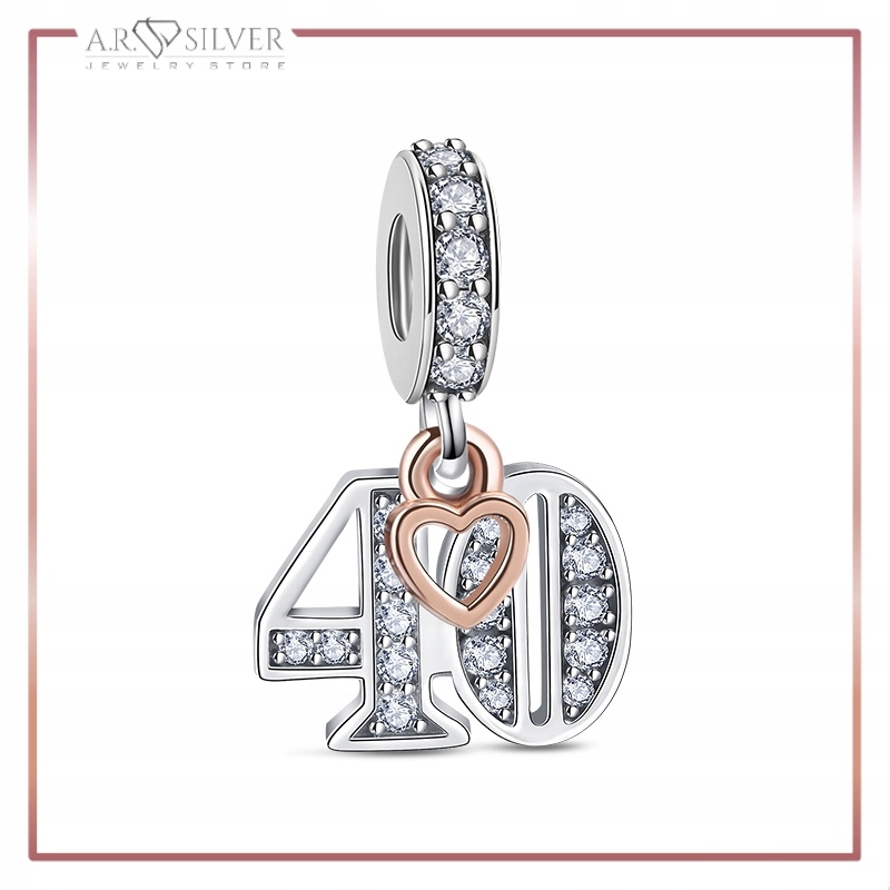 CHARMS 40 URODZINY ZAWIESZKA srebro S925 ROCZNICA ZAWIESZKA PREZENT Materiał srebro