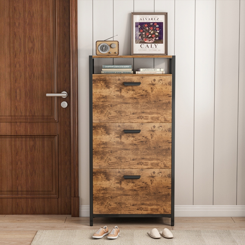 SZAFKA NA BUTY RUSTYKALNY BRĄZ DO PRZEDPOKOJU VINTAGE INDUSTRIALNA 3 PÓŁKI Marka inna