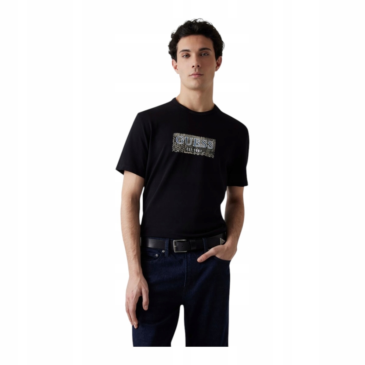 Guess Pánské Tričko Ss Cn Guess Box Tee Černé r.XXL