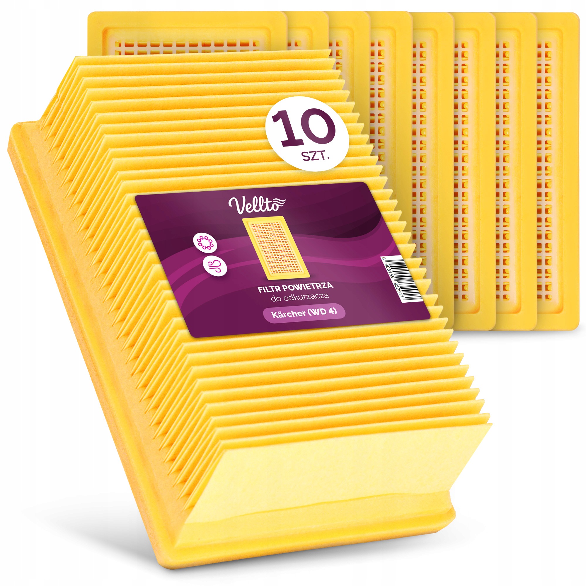 10 x Vzduchový Filtr pro vysavač Kärcher WD4 WD5 WD6 MV4 5 6 2.863-005 Em