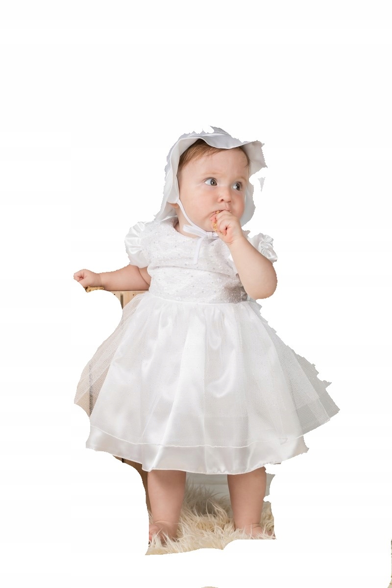74 Sukienka biała atłasowa do chrztu WYPRZEDAŻ