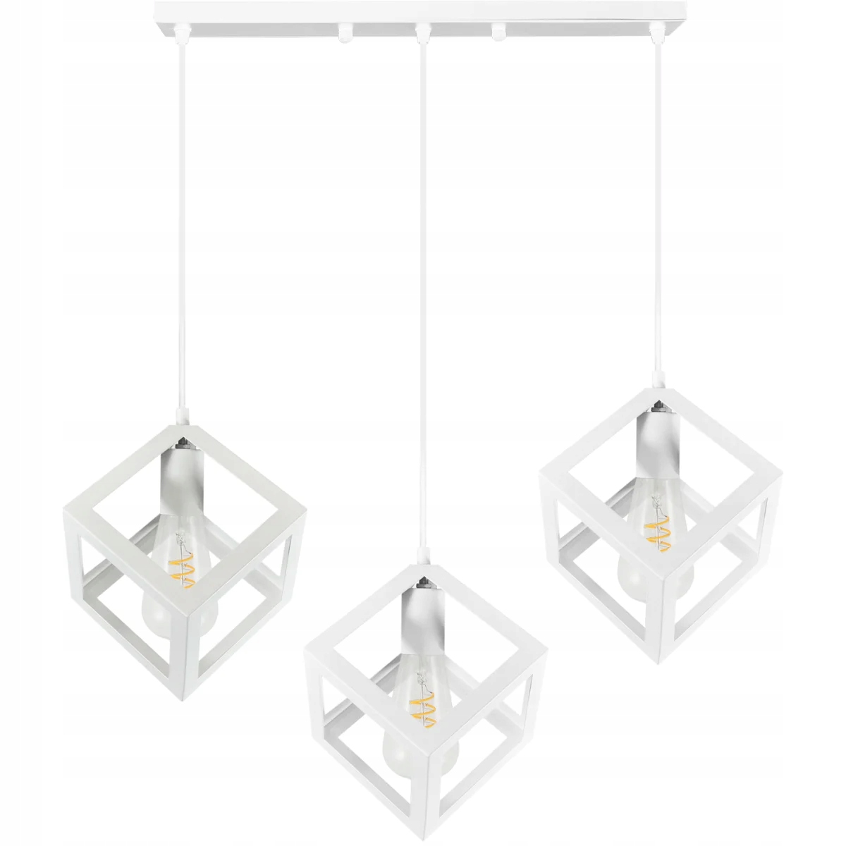 Závěsná lampa lišta bílá 3 bílé kostky loft moderní do obývacího pokoje Polux