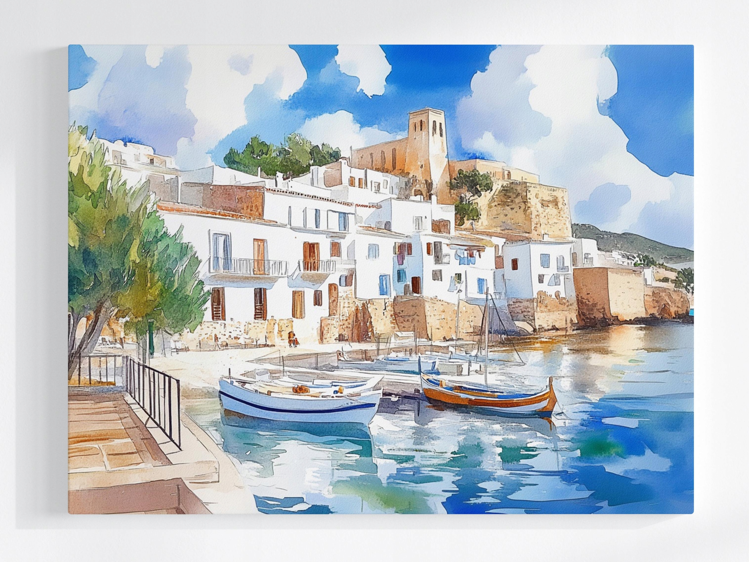 Obraz Na Plátně Canvas Španělsko Ibiza Městečko Přístav Lodě Moře 80x60