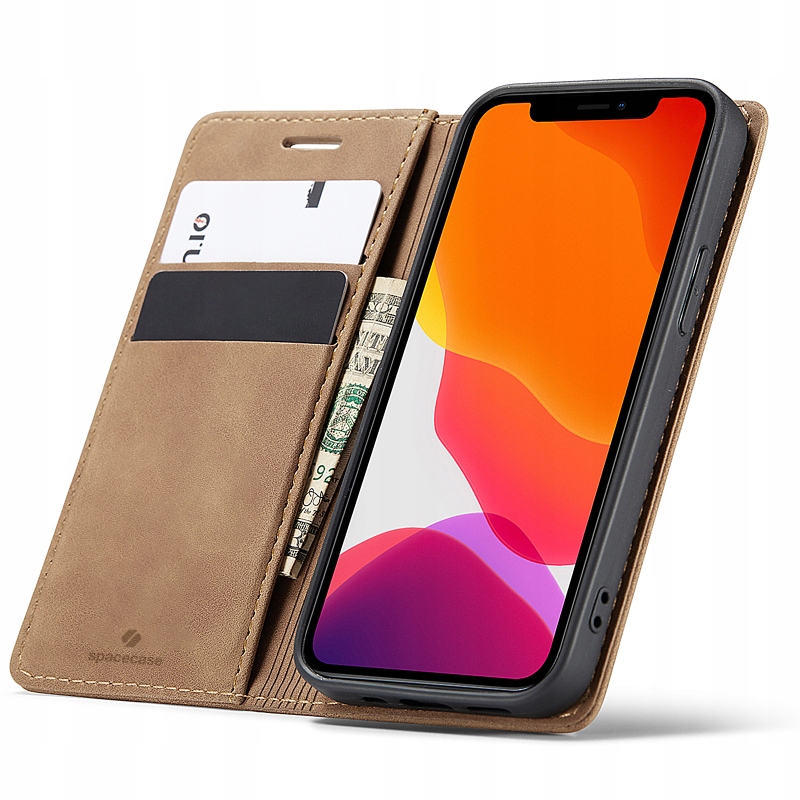 Spacecase Wallet iPhone 12/12 Pro světle hnědý