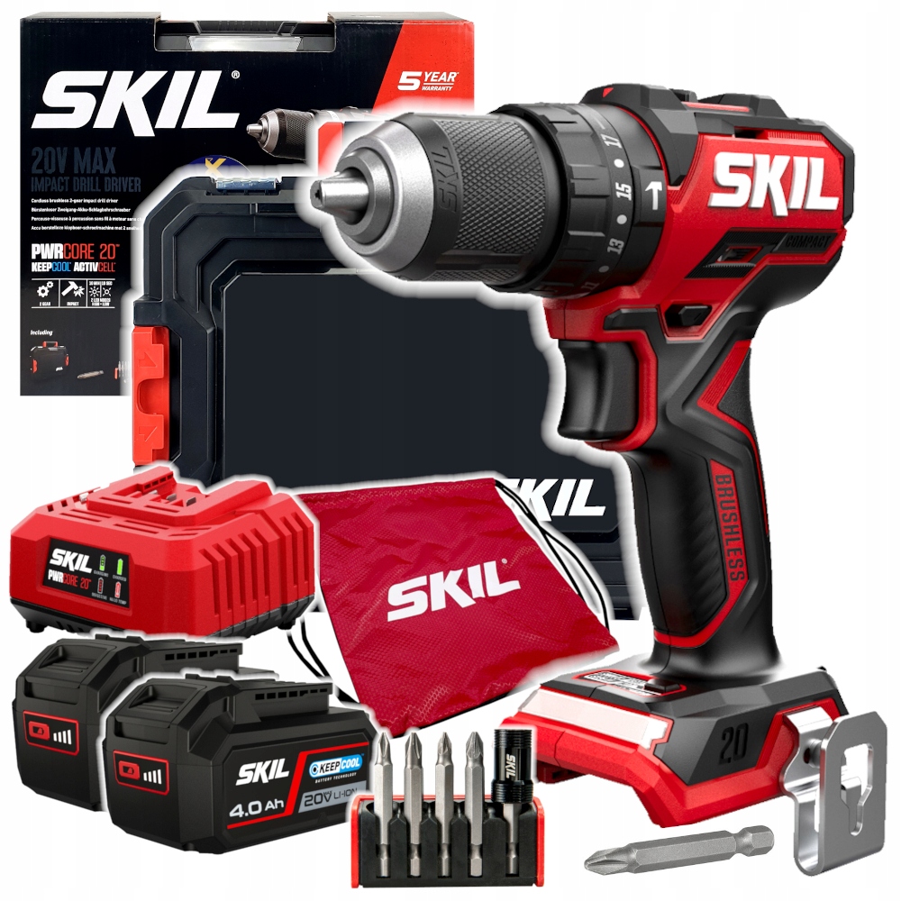 Wkrętarka udarowa Skil 20V 3075 60Nm 2x4.0Ah Bity Walizka