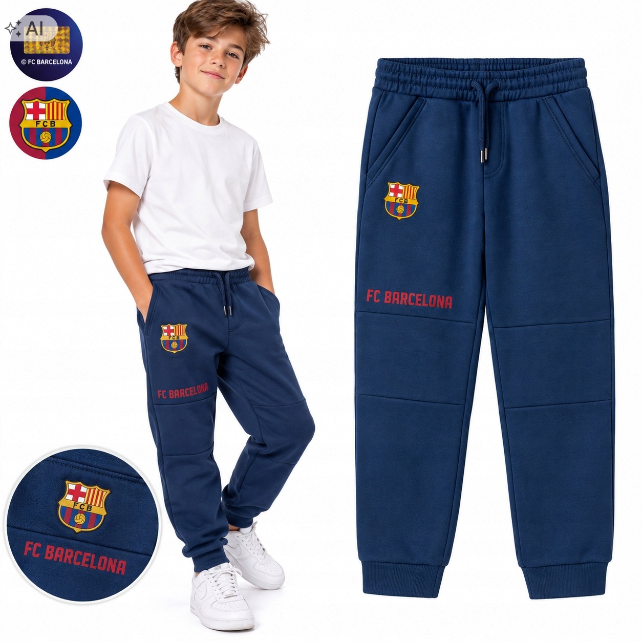 Spodnie dresowe Fc Barcelona dziecięce bawełniane rozmiar 170