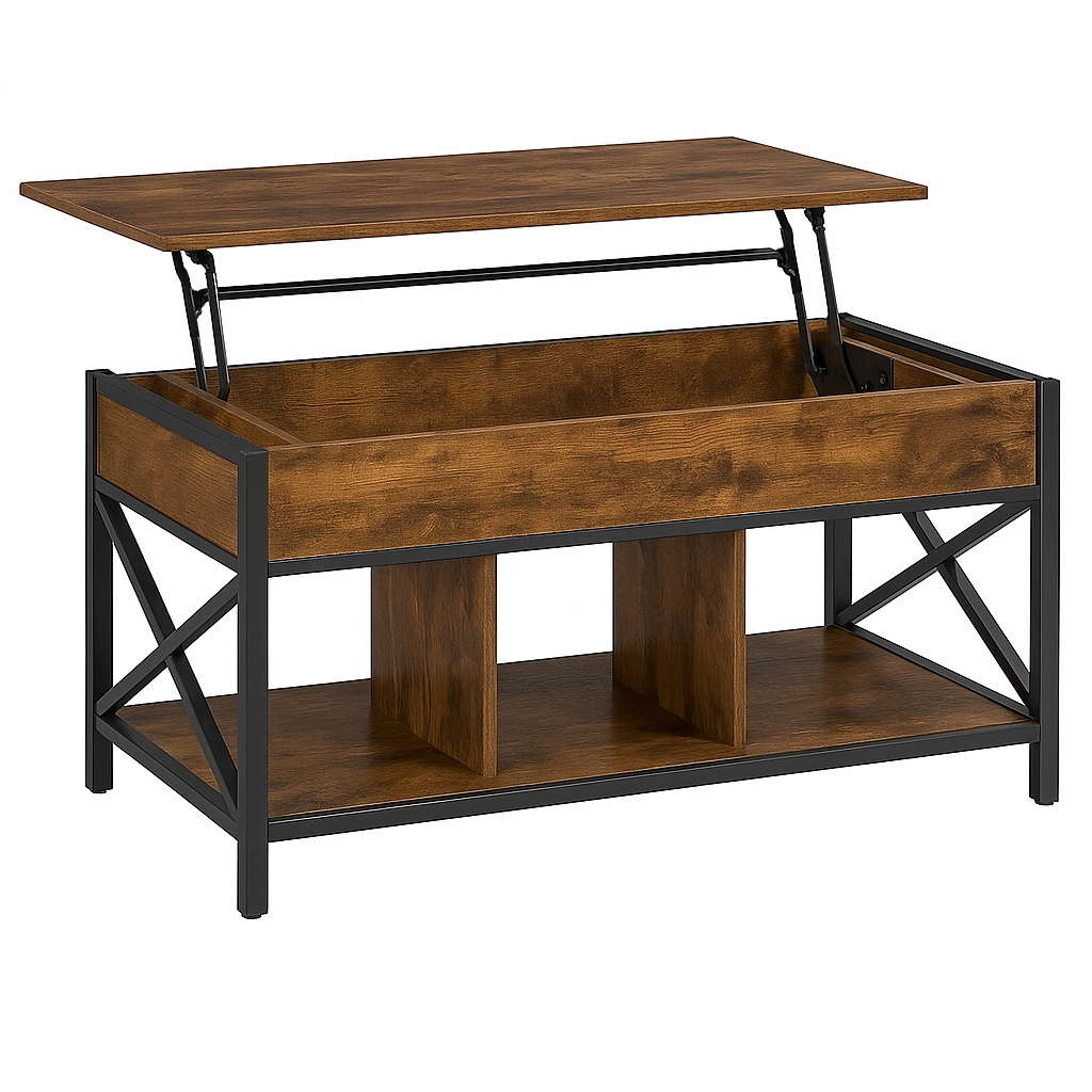 Konferenčný stolík s vyvýšenou doskou a policami